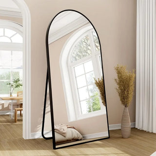 MIRODEMI® Elegant Wide Freestanding Mirror with Arched Frame