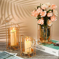 MIRODEMI® Set of Six Glass & Metal Candleholders with Candles for Autumn Festivities
