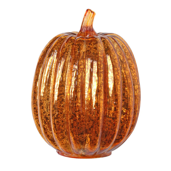 Halloween/Thanksgiving Glass Pumpkin Lantern With Timer LED Lights