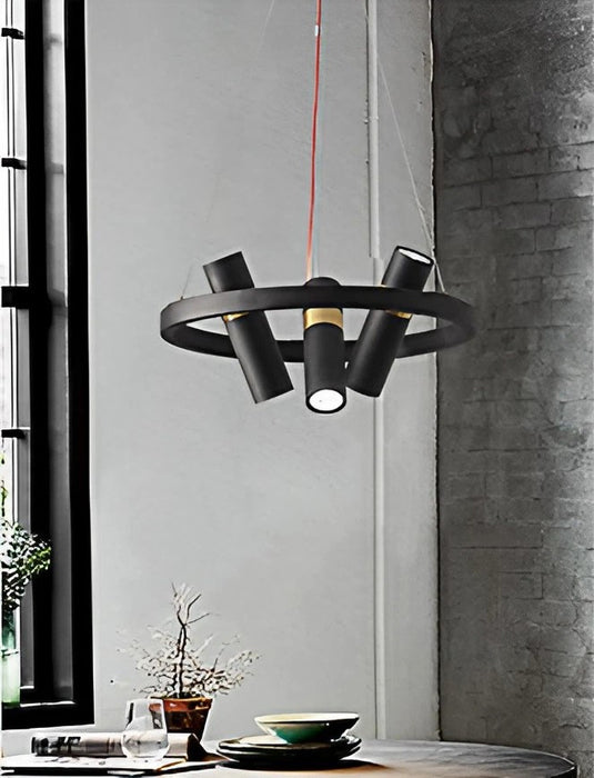 MIRODEMI® Round Black Metal LED Pendant Light for Dining Room, Living Room