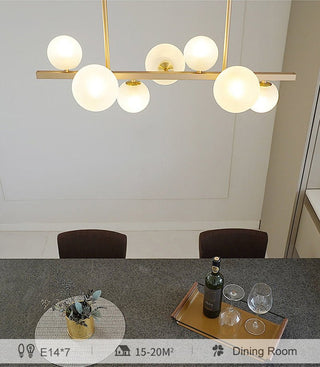 Modern Light Luxury Chandelier with Horizontal Pipe Suspension for Kitchen