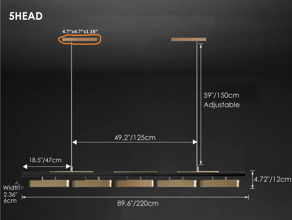 Customized order - Albavilla | Modern Simple Creative Minimalistic Blocks LED Chandelier - 5 heads