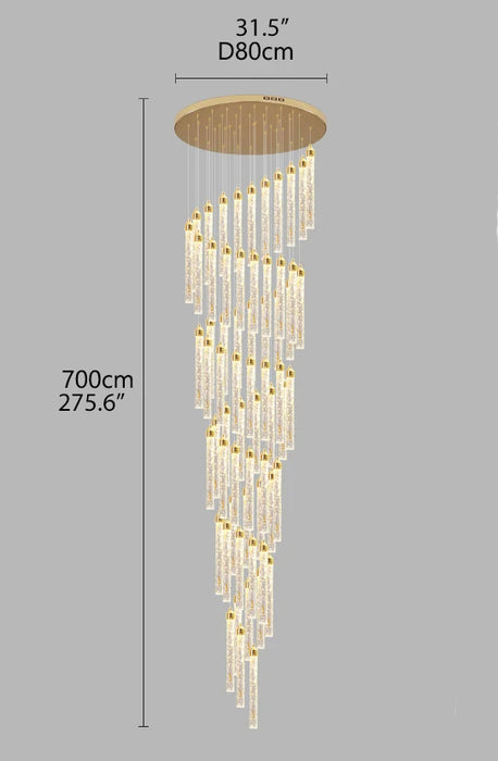 MIRODEMI® Villa Staircase Gold Crystal Pendant Light 60 lights / Warm light