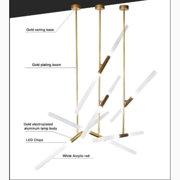 Murato | New Minimalistic Gold LED Hanging Chandelier