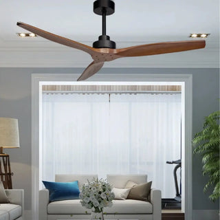 Modern Solid Dark Wood Led Ceiling Fan With Remote Control | 66"