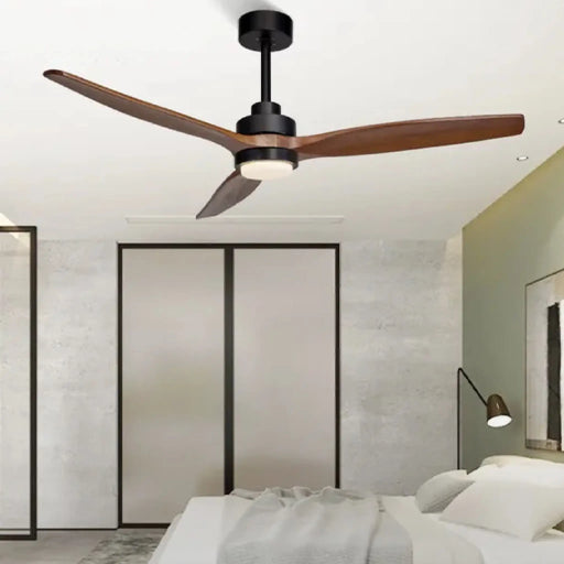 Modern Solid Wood Led Ceiling Fan With Remote Control | 66"
