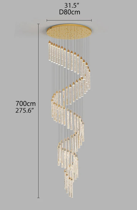 MIRODEMI® Villa Staircase Gold Crystal Pendant Light 66 lights / Warm light