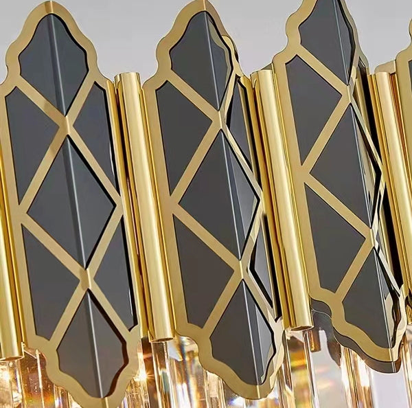 MIRODEMI® Rectangle Gold/Black Crystal Modern LED Chandelier For Living Room, Dining Room