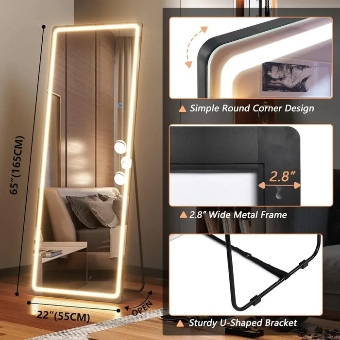 Full-Length Light-Up Free Standing Floor Mirror