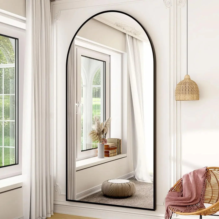 Wide Free-Standing Full-Length Arched Mirror