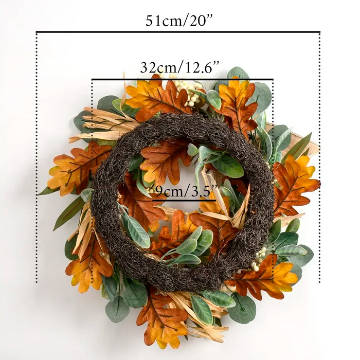 Thanksgiving/Halloween Door Wreath for Festive Fall Decoration with Bow and Pumpkin Design