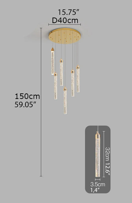MIRODEMI® Villa Staircase Gold Crystal Pendant Light 6 lights / Warm light