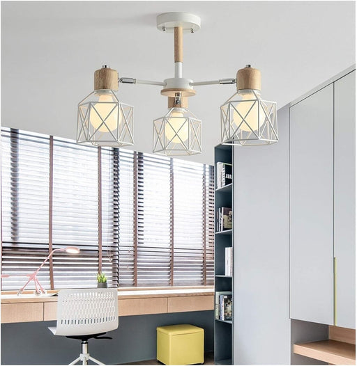 MIRODEMI® Modern Creative Wooden Ceiling Chandelier for Living Room, Bedroom White / 3 Lights