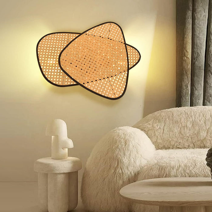 MIRODEMI® French Designer Wall Lamp with Hand Made Rattan Wicker for Bedroom