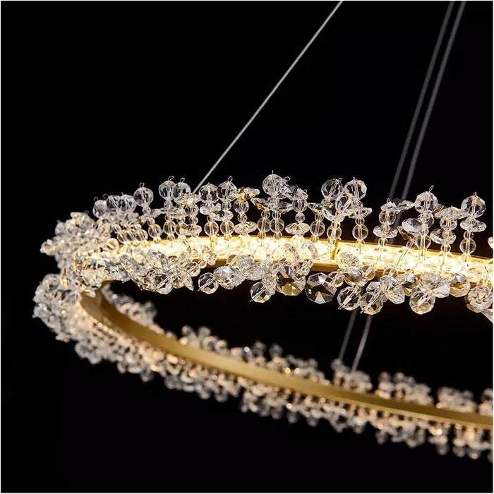 MIRODEMI® Creative Crystal LED Pendant Light in the Shape of Rings for Living Room image | luxury furniture | ring shape lamp