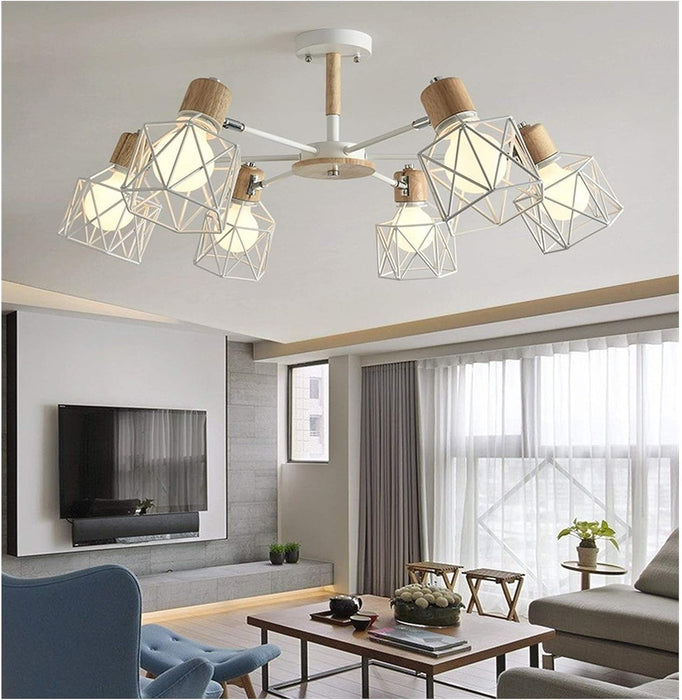 MIRODEMI® Modern Creative Wooden Ceiling Chandelier for Living Room, Bedroom White / 6 Lights