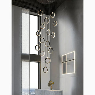 MIRODEMI® Agra | Stylish LED Chandelier with Gold and Black Circular Design