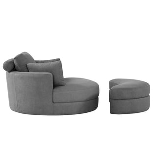 Modern Grey Sofa with a Storage and a Big Round Linen Fabric Chair for Lounge image | luxury furniture | luxury sofa