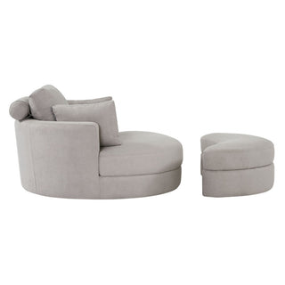 Modern Grey Sofa with a Storage and a Big Round Linen Fabric Chair for Lounge image | luxury furniture | luxury sofa