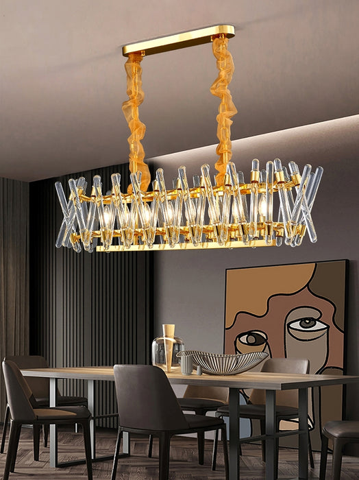 MIRODEMI® Luxury Gold Rectangle Creative Design Glass Chandelier For Dining Room