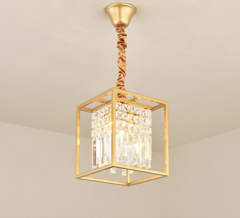 MIRODEMI® Square Crystal Hanging LED Chandelier for Dining Room, Kitchen, Living Room