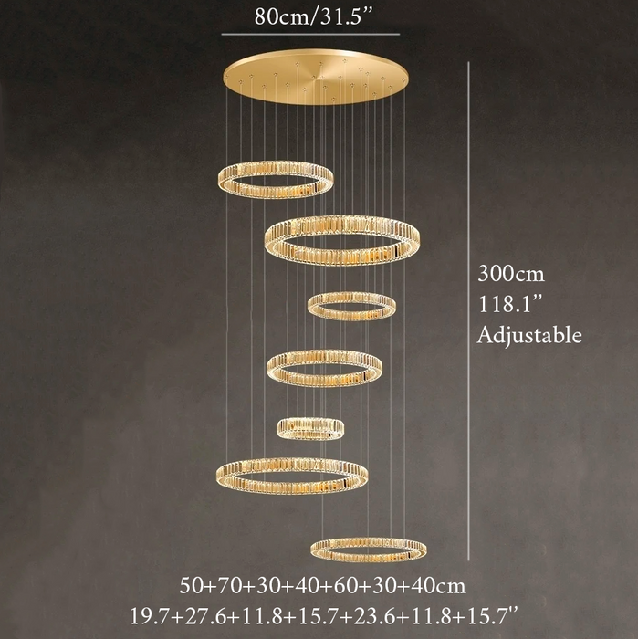 Agrate Conturbia | Stunning Cascading Crystal Rings Pendant Chandelier