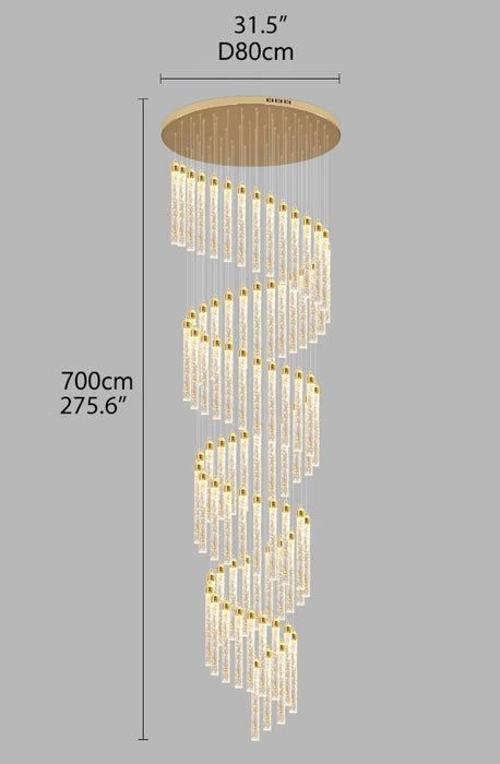 MIRODEMI® Villa Staircase Gold Crystal Pendant Light 80 lights / Warm light