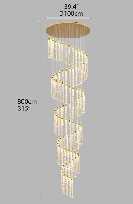 MIRODEMI® Modern Gorgeous Crystal LED Ceiling Chandelier for Staircase, Foyer, Lobby