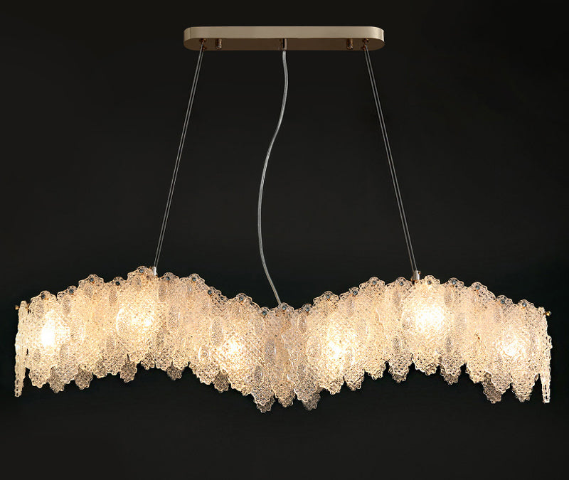 MIRODEMI® Rectangle Gold Frosted glass leaf chandelier for living room, bedroom, kitchen