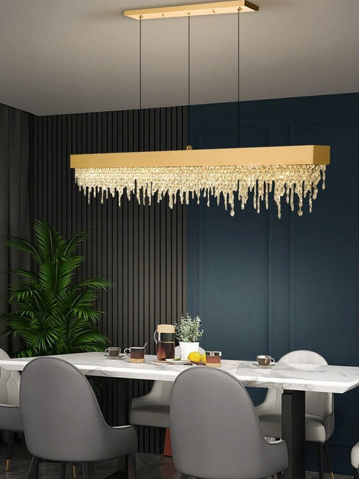 MIRODEMI® Gold/Chrome/Black Modern Rectangle Chandelier for Dining Room