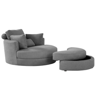 Modern Grey Sofa with a Storage and a Big Round Linen Fabric Chair for Lounge image | luxury furniture | luxury sofa