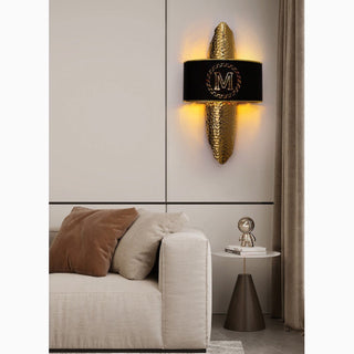 MIRODEMI® Luxury Golden Wall Lamp with M-Letter Lampshade, Living Room, Bedroom image | luxury lighting | golden wall lamps