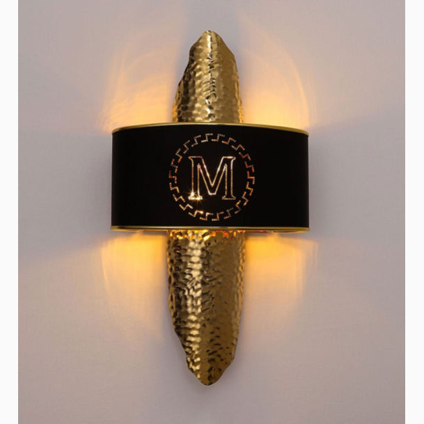 MIRODEMI® Luxury Golden Wall Lamp with M-Letter Lampshade, Living Room, Bedroom image | luxury lighting | golden wall lamps