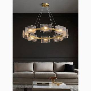 MIRODEMI® Aidomaggiore | Unique Modern Round Chandelier Featuring Glass Ice Cubes