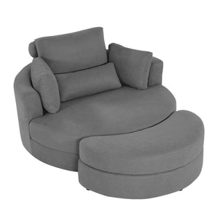 Modern Grey Sofa with a Storage and a Big Round Linen Fabric Chair for Lounge image | luxury furniture | luxury sofa