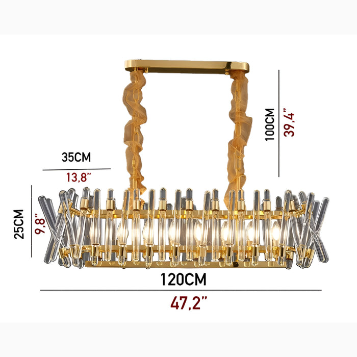 Abbadia Lariana | Luxury Gold Rectangle Creative Design Glass Chandelier For Dining Room