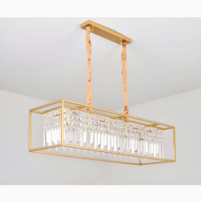 Agnosine | Rectangle Crystal Hanging LED Chandelier for Miracle Dining Room