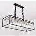 Agnosine | Black Rectangle Crystal Hanging LED Chandelier for Dining Room