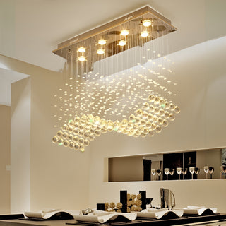 Rectangle|Crystal|LED|Chandelier|Living room|Home decor|Chandelier for kitchen island