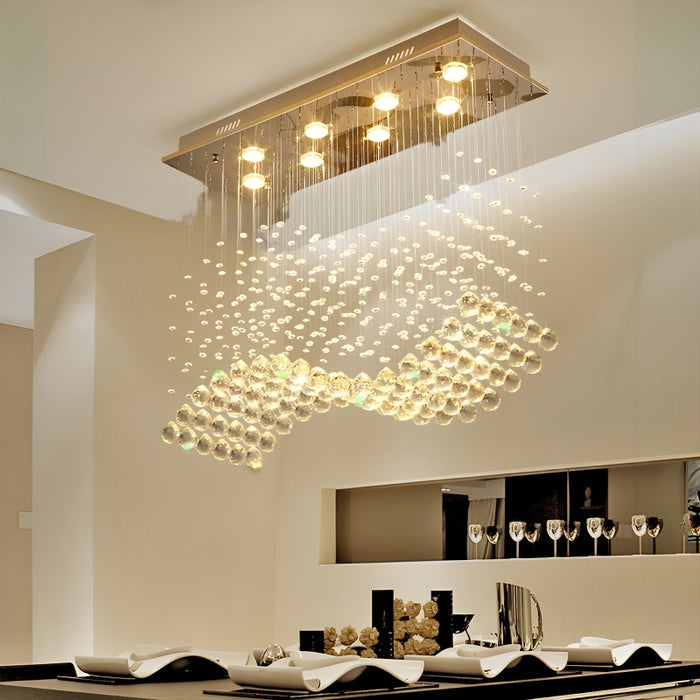 Agropoli | Luxury Rectangle LED Crystal Lamp for Dining Room