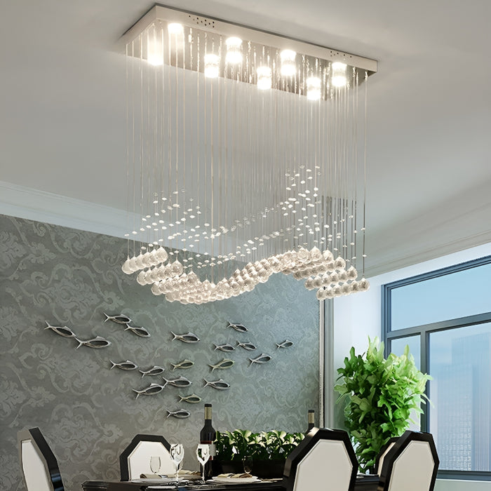 Agropoli | Luxury Rectangle LED Crystal Lamp for Dining Room