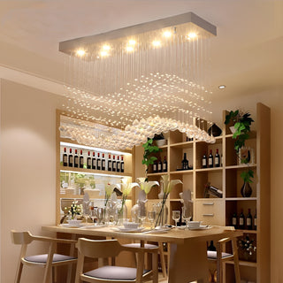 Pendant crystal chandelier|Luxury home decor|Rectangle|Silver