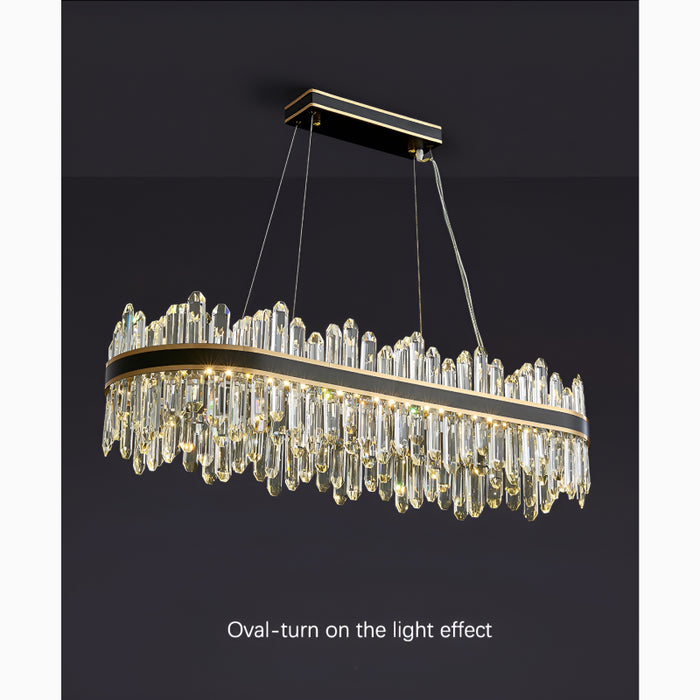 Agugliaro | Modern Oval LED Crystal Chandelier for Living Room