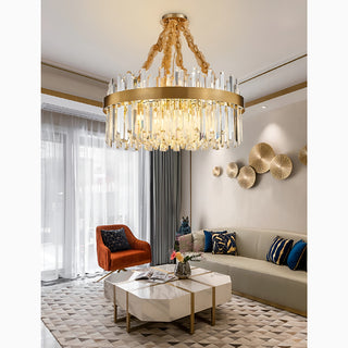 Albissola Marina | Drum Gold Stainless Steel Crystal Chandelier