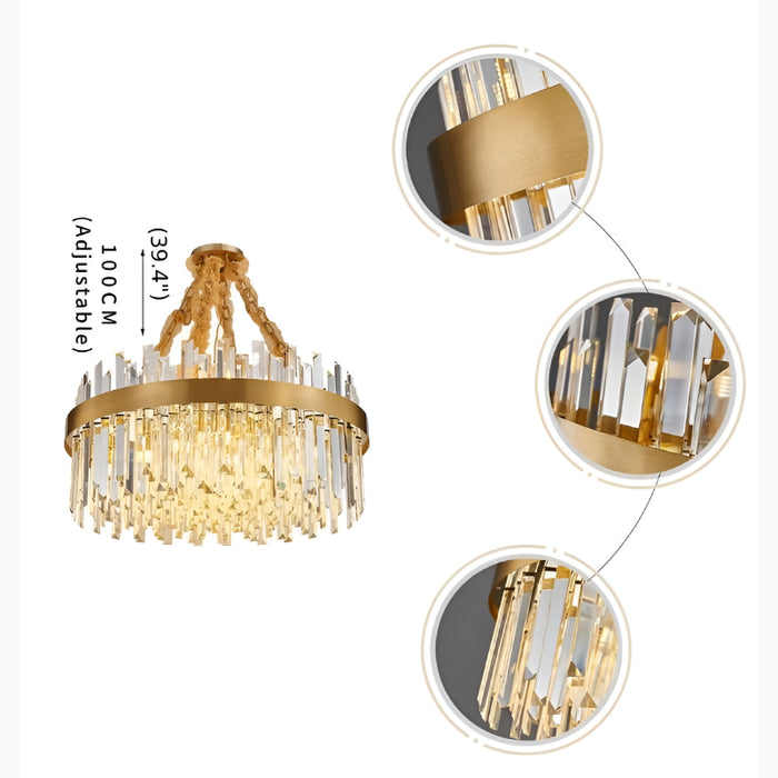 Albissola Marina | Drum Gold Stainless Steel Crystal Chandelier