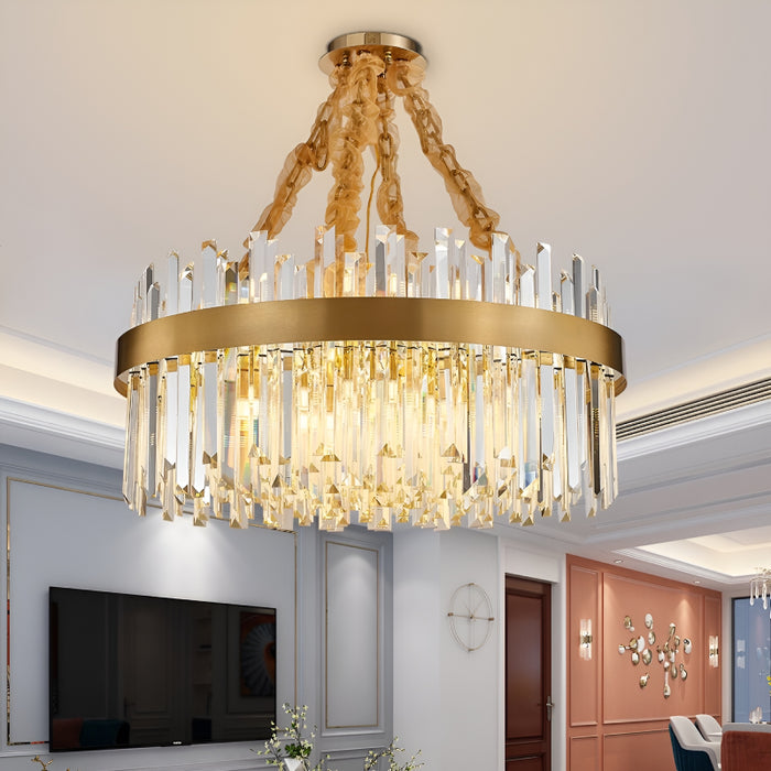 Albissola Marina | Drum Gold Stainless Steel Crystal Chandelier