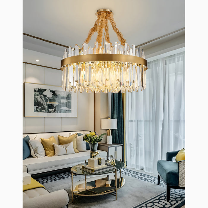 Albissola Marina | Drum Gold Stainless Steel Crystal Chandelier