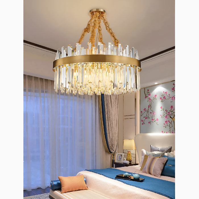 Albissola Marina | Drum Gold Stainless Steel Crystal Chandelier