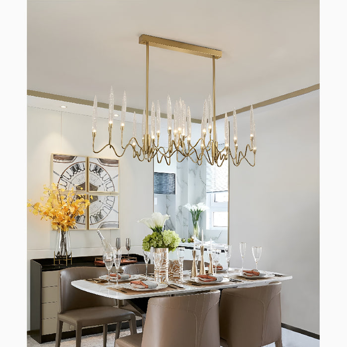 Altare | Icicle-shaped Gold Perfect Rectangle Crystal Chandelier