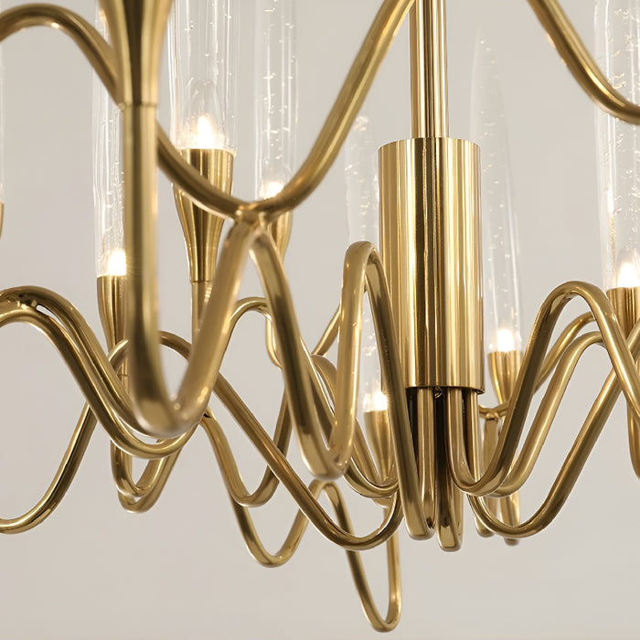 Altare | Icicle-shaped Gold Rectangle Crystal Chandelier Small Details